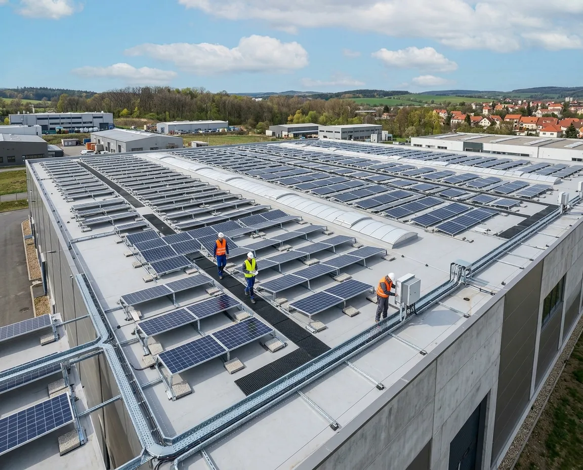 Fotovoltaická elektrárna na střeše budovy
